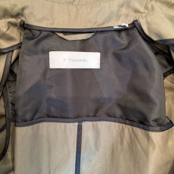 NEW Women's TAHARI Stella Double-Breasted Trench Coat with Ruffled Cuffs- Olive - Picture 8 of 9